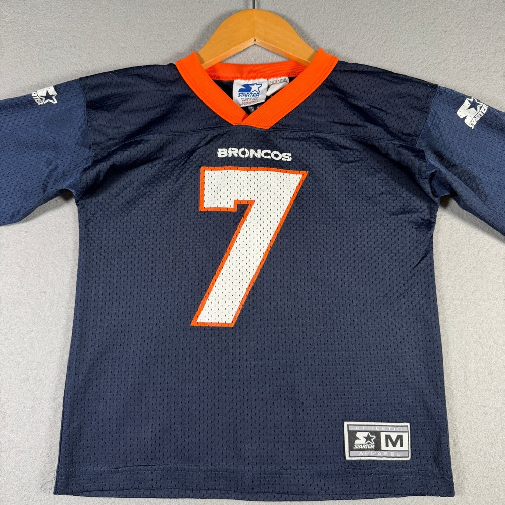 Vintage 1997 Starter Denver Broncos John Elway 7 Jersey Kids Medium Navy Blue